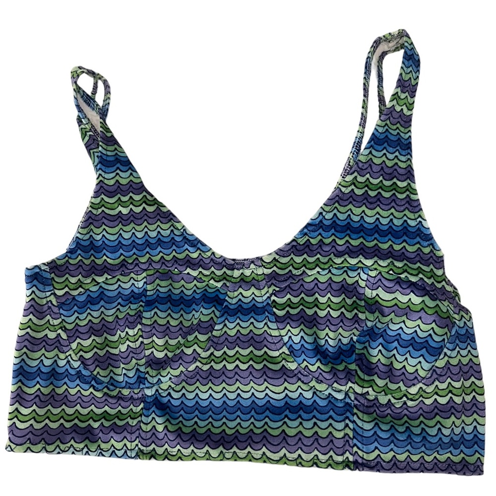BLUE & GREEN MISSONI-TYPE SUMMER CROPPED TANK TOP